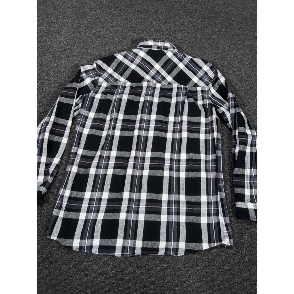 Vintage Five Brother Flannel Shirt Large Tall Black Plaid Heavyweight Sanforized - Picture 2 of 7